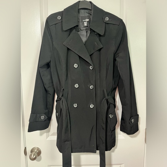 East 5th Jackets & Blazers - SALE East 5th Black Classic Trench Coat Style Rain Coat Size Medium